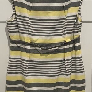 Calvin Klein Yellow and Gray Striped Midi Dress